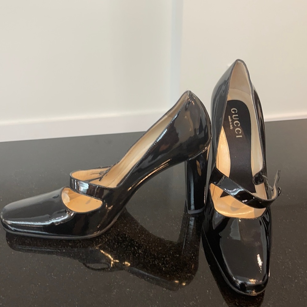 Gucci Vintage Mary Jane Pump Black Patent Leather